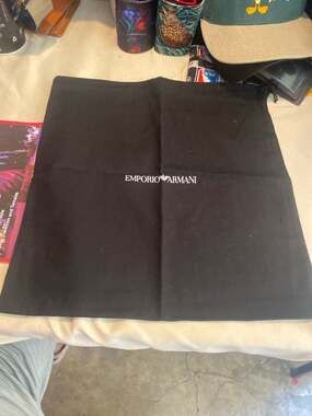 Emporio Armani Large Black Cloth Drawstring Dust Bag for Handbags or Shoes